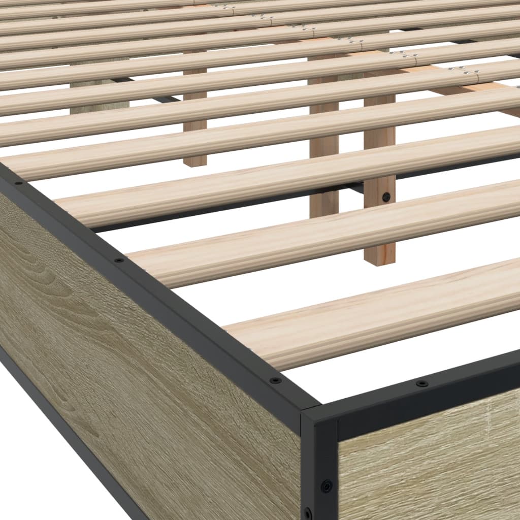 Okvir za krevet boja hrasta 140x200cm konstruirano drvo i metal