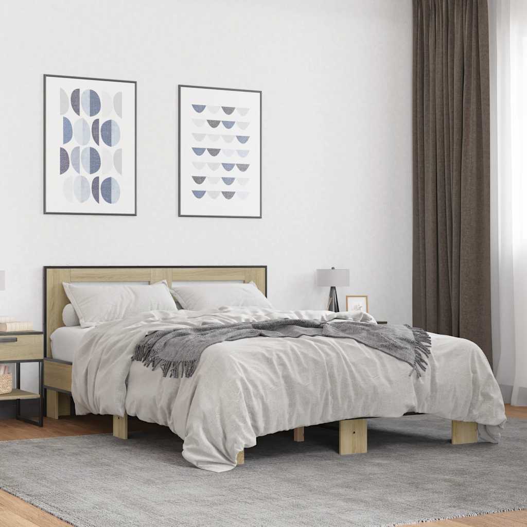 Okvir kreveta boja hrasta 120x200 cm konstruirano drvo i metal