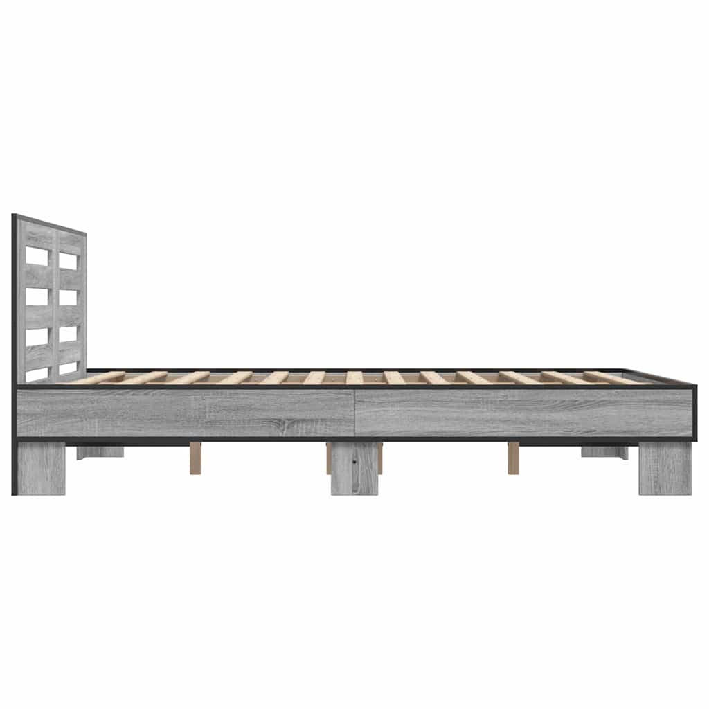 Okvir kreveta boja hrasta 120x200 cm konstruirano drvo i metal Siva 120 x 200 cm