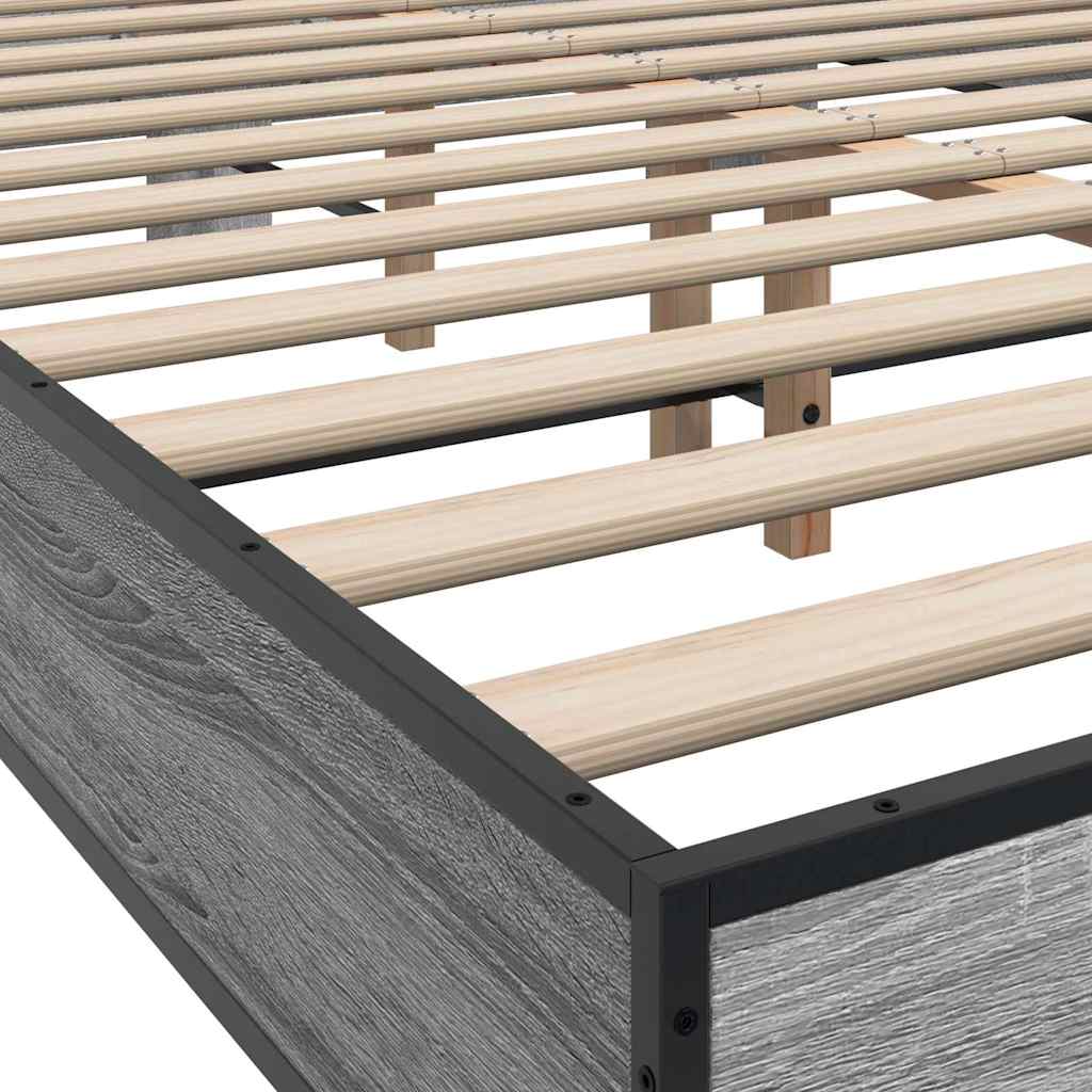Okvir kreveta boja hrasta 120x200 cm konstruirano drvo i metal Siva 120 x 200 cm