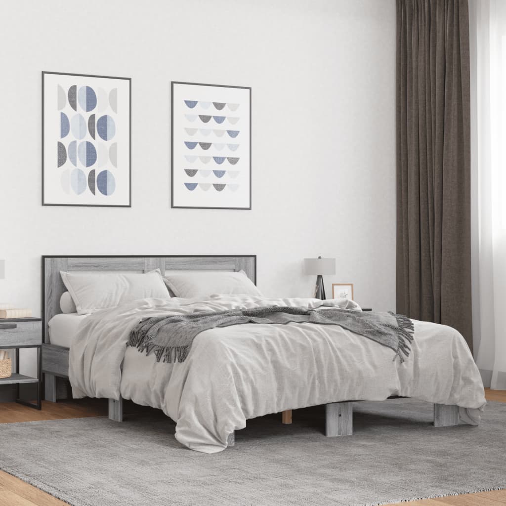 Okvir kreveta boja hrasta 120x200 cm konstruirano drvo i metal