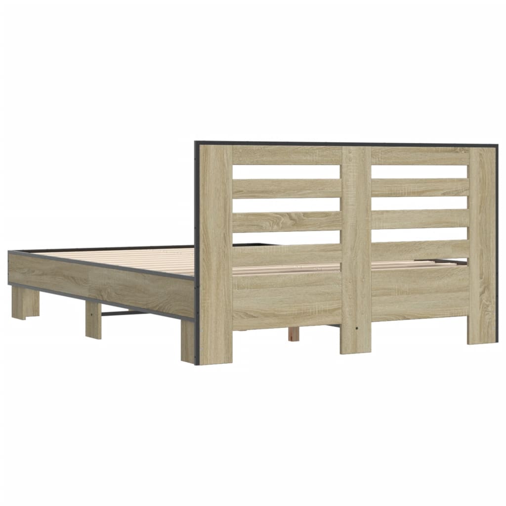 Okvir za krevet boja hrasta 140x190cm konstruirano drvo i metal
