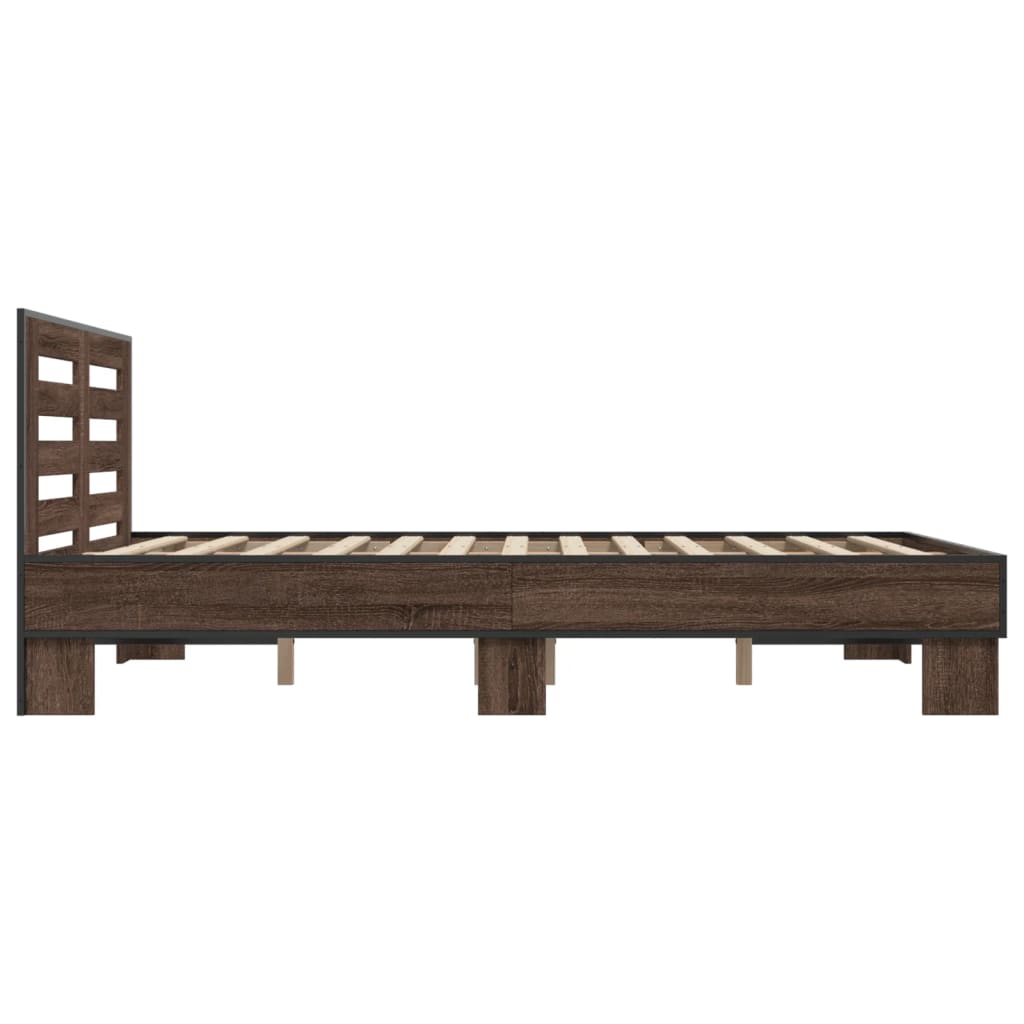 Okvir za krevet smeđi hrast 140x190cm konstruirano drvo i metal