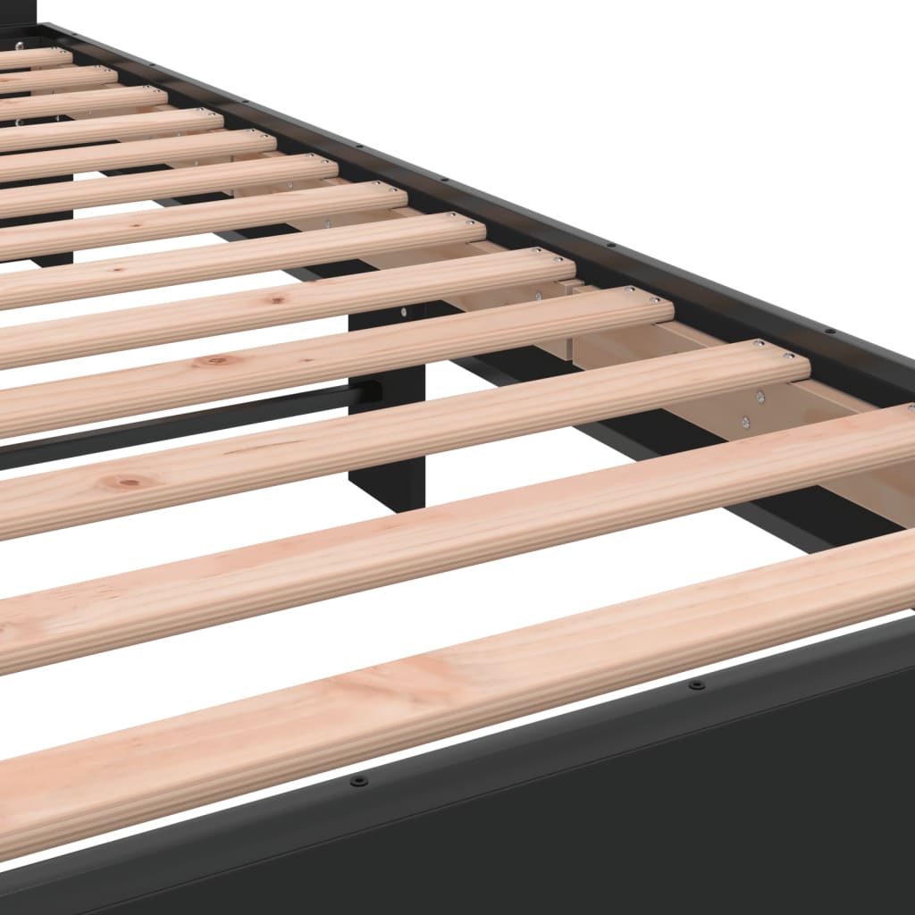 Okvir za krevet crni 200 x 200 cm konstruirano drvo i metal