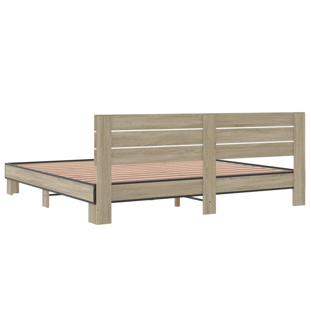 Okvir za krevet boja hrasta 200x200cm konstruirano drvo i metal
