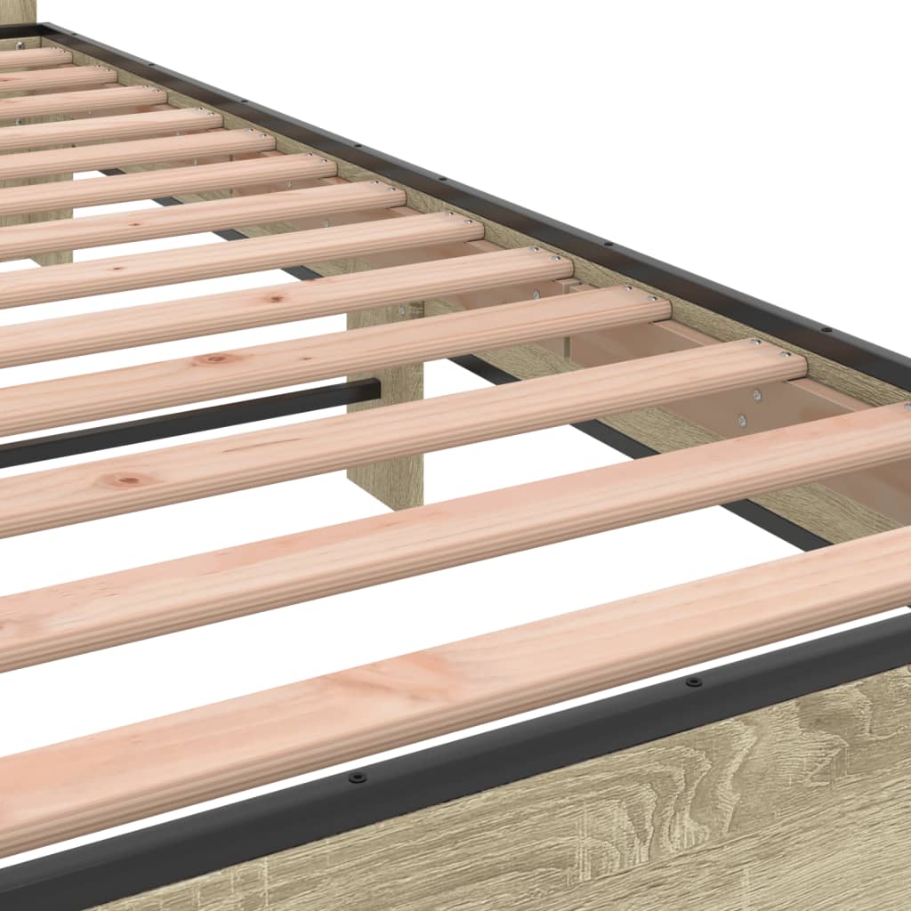Okvir za krevet boja hrasta 200x200cm konstruirano drvo i metal