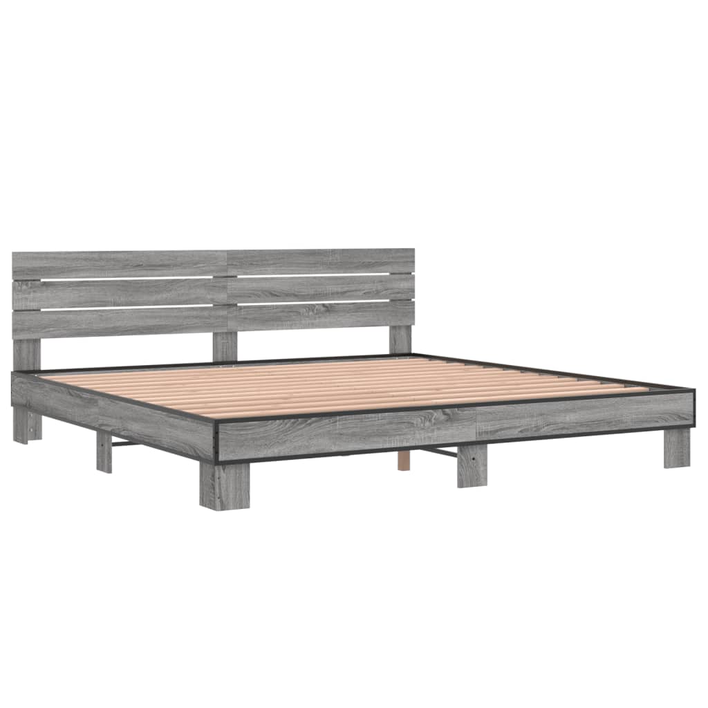 Okvir za krevet boja hrasta 200x200cm konstruirano drvo i metal