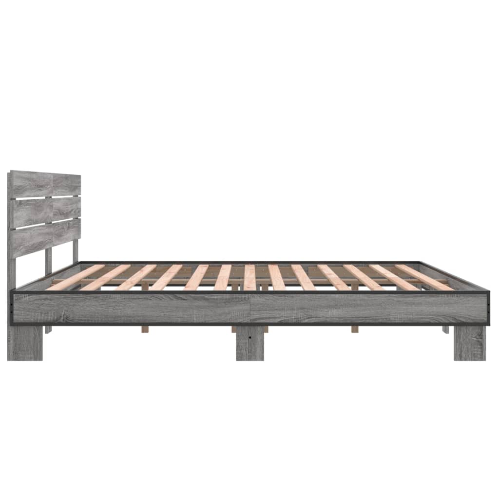 Okvir za krevet boja hrasta 200x200cm konstruirano drvo i metal