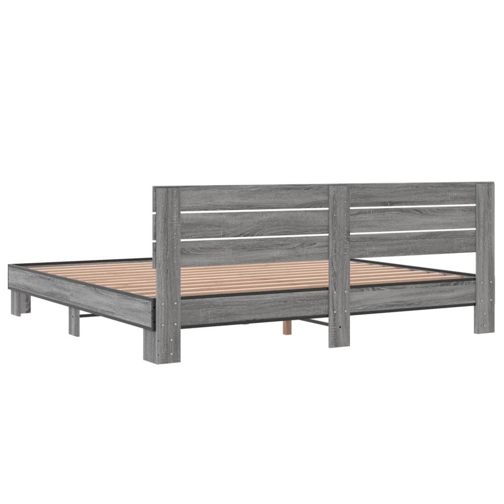 Okvir za krevet boja hrasta 200x200cm konstruirano drvo i metal