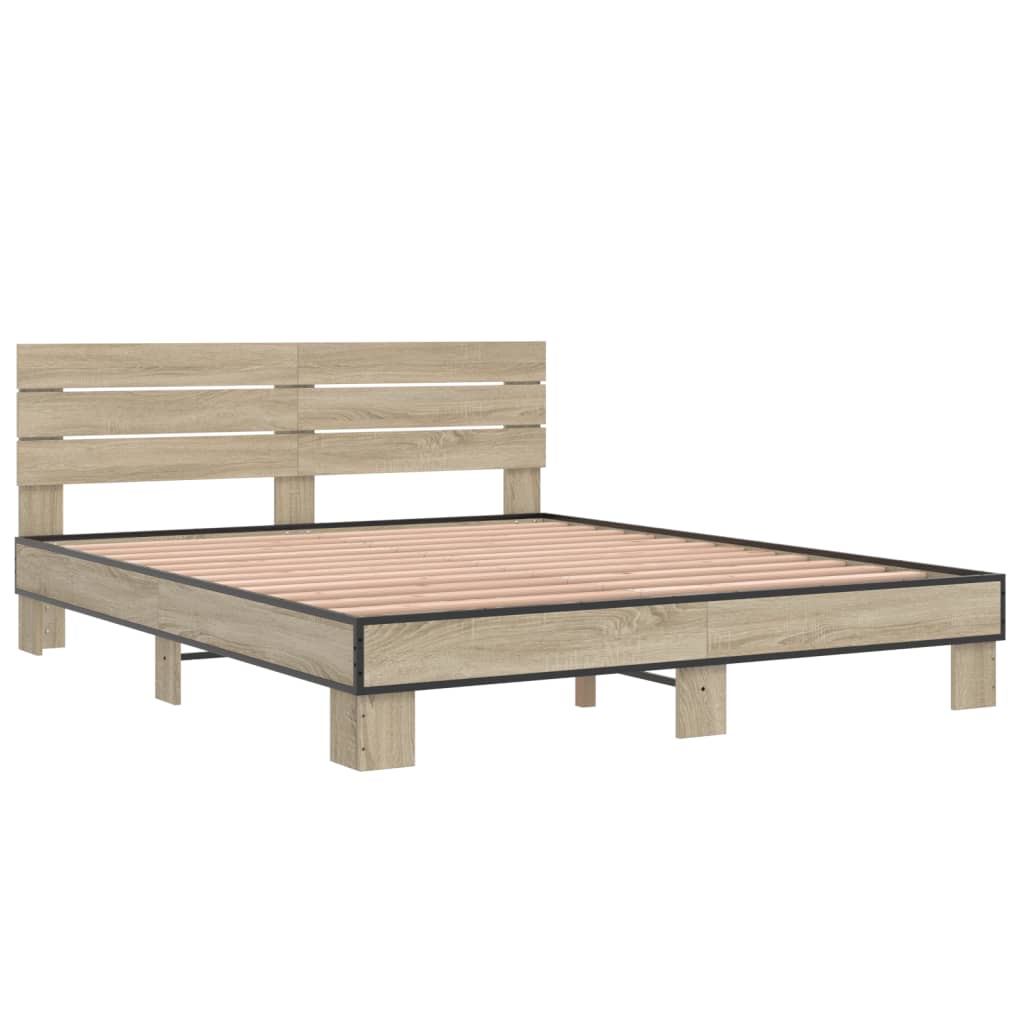 Okvir za krevet boja hrasta 150x200cm konstruirano drvo i metal