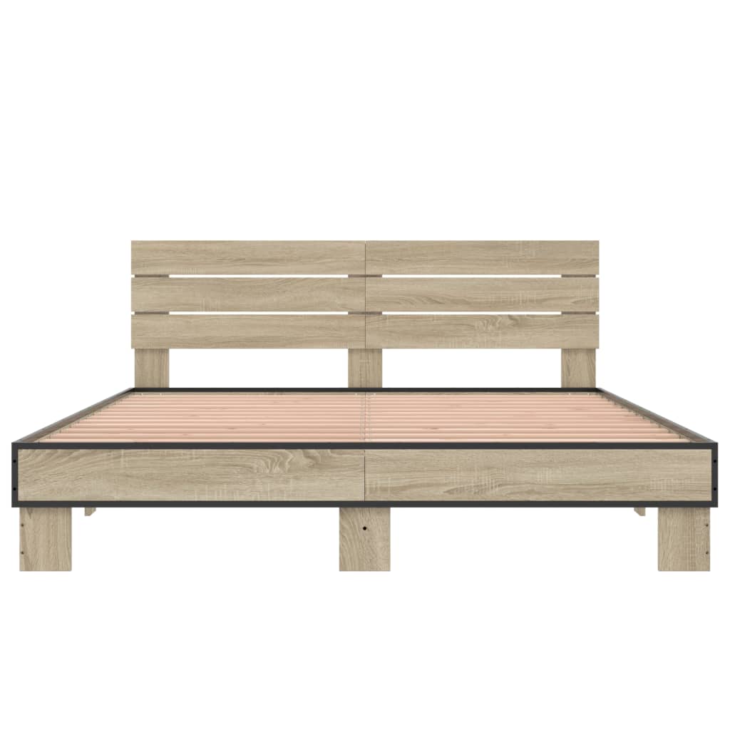Okvir za krevet boja hrasta 150x200cm konstruirano drvo i metal