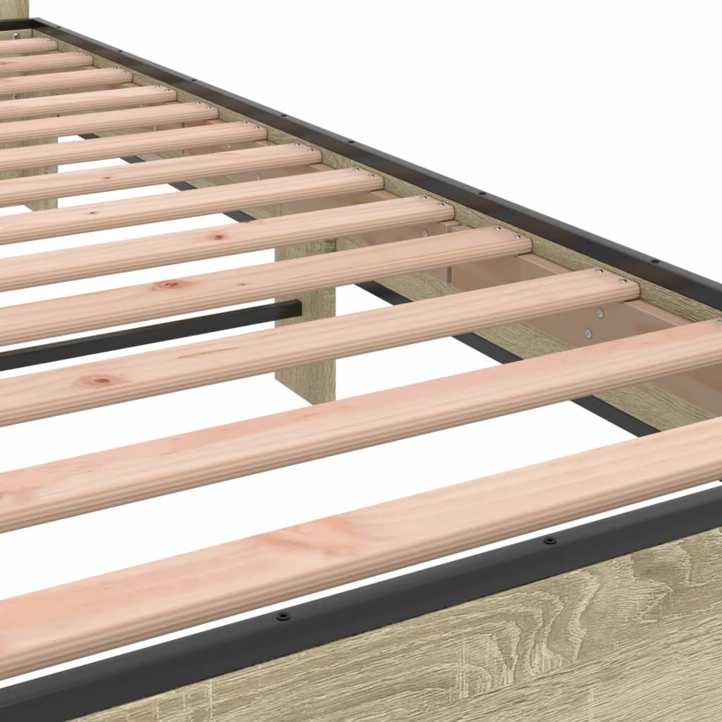 Okvir za krevet boja hrasta 150x200cm konstruirano drvo i metal