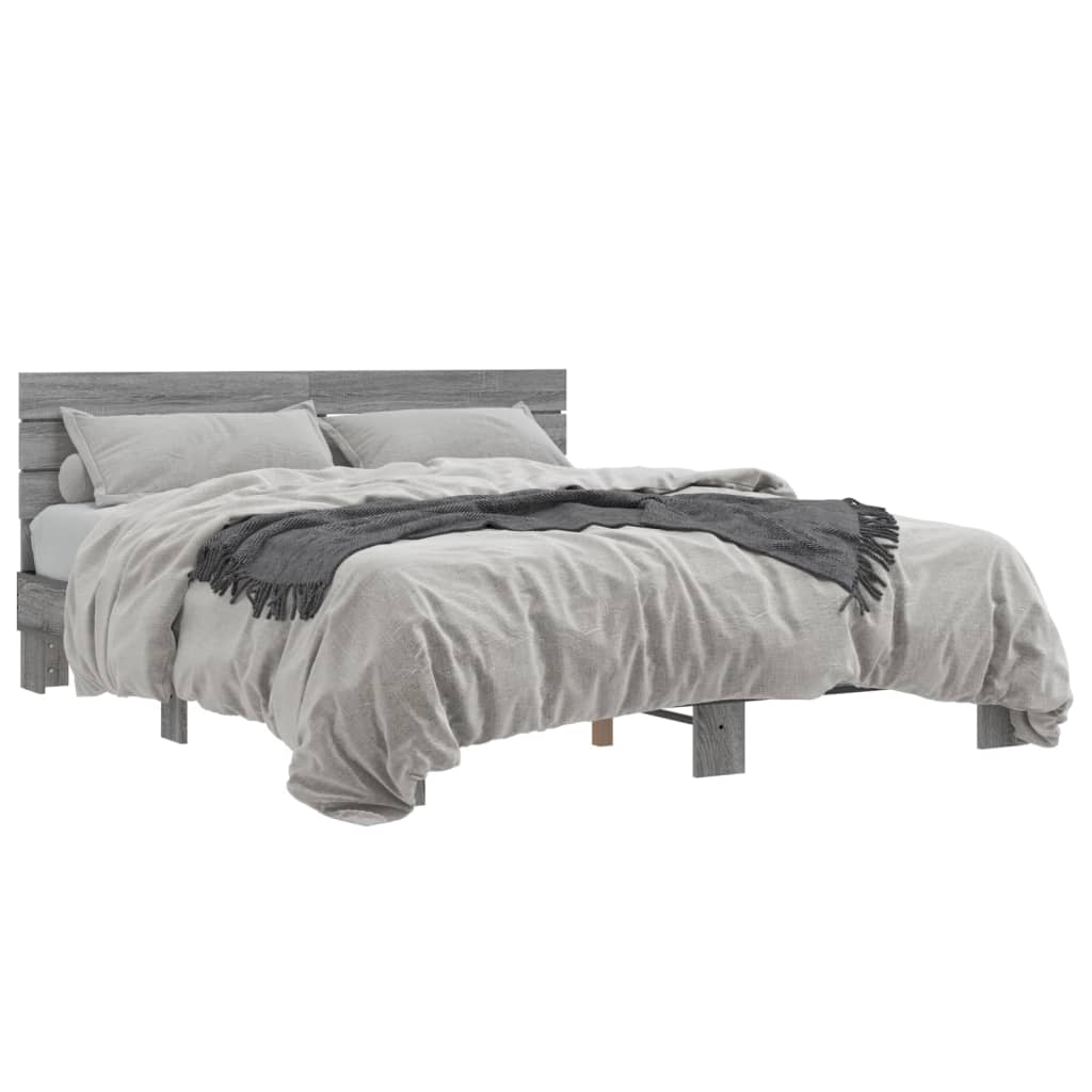 Okvir za krevet boja hrasta 150x200cm konstruirano drvo i metal