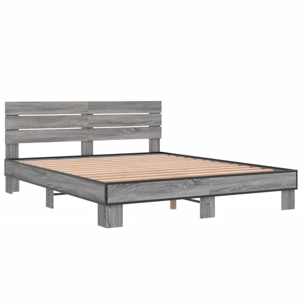 Okvir za krevet boja hrasta 150x200cm konstruirano drvo i metal