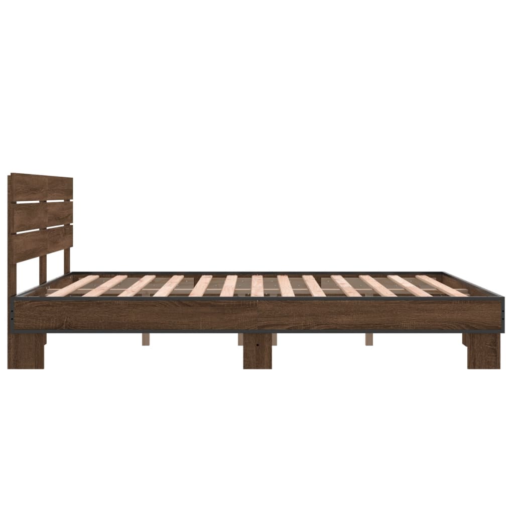Okvir za krevet smeđi hrast 150x200cm konstruirano drvo i metal
