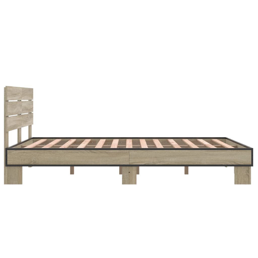 Okvir za krevet boja hrasta 140x200cm konstruirano drvo i metal