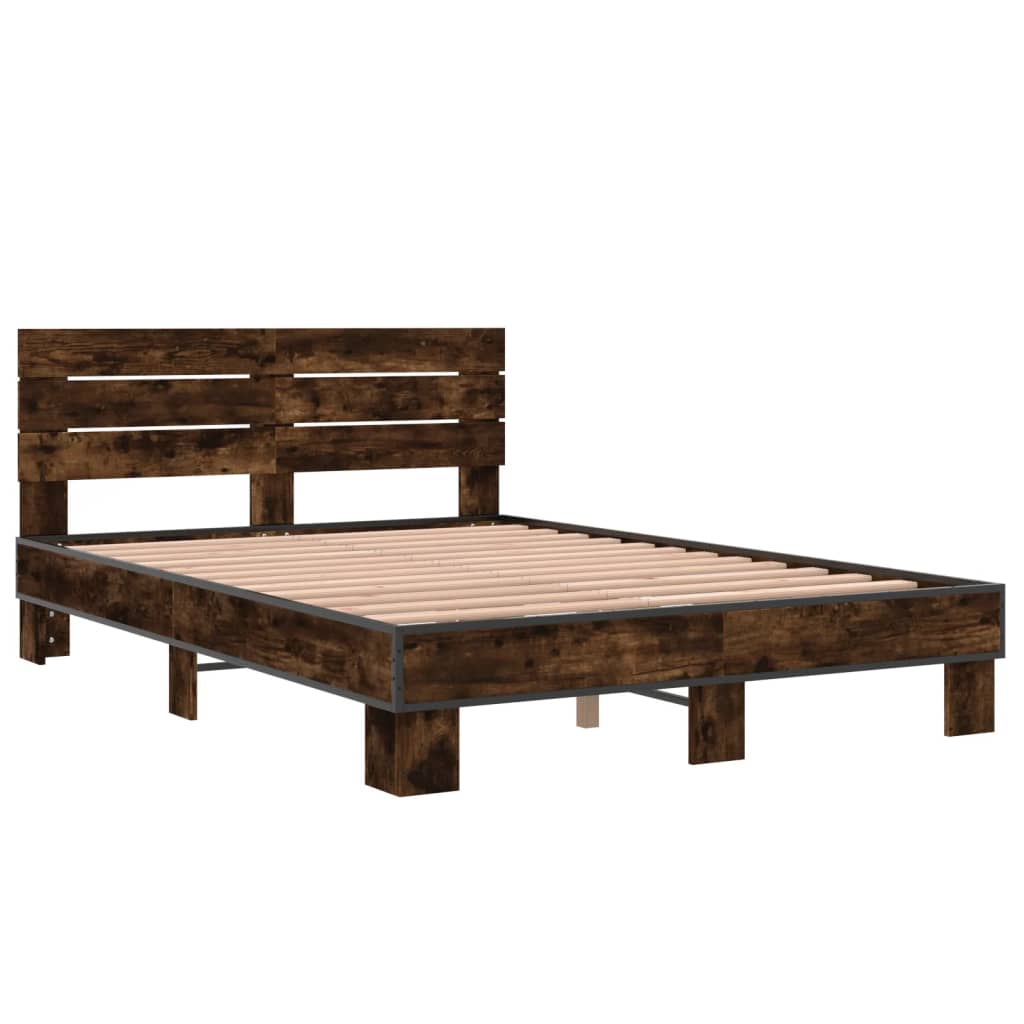 Okvir kreveta boja hrasta 140x200 cm konstruirano drvo i metal