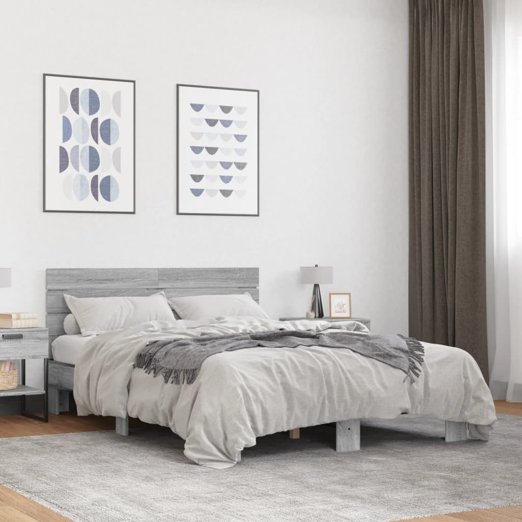 Okvir kreveta boja hrasta 140x200cm konstruirano drvo i metal