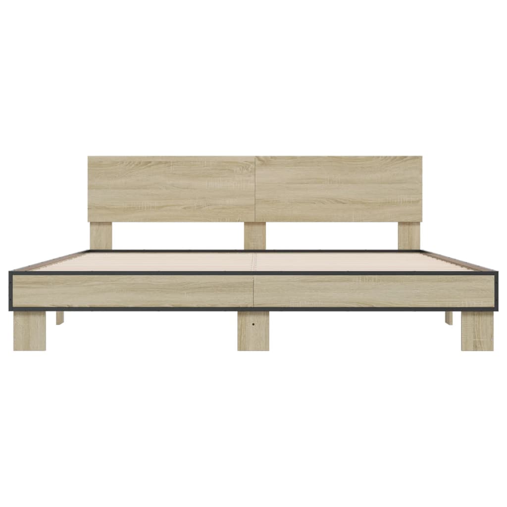 Okvir za krevet boja hrasta 200x200cm konstruirano drvo i metal