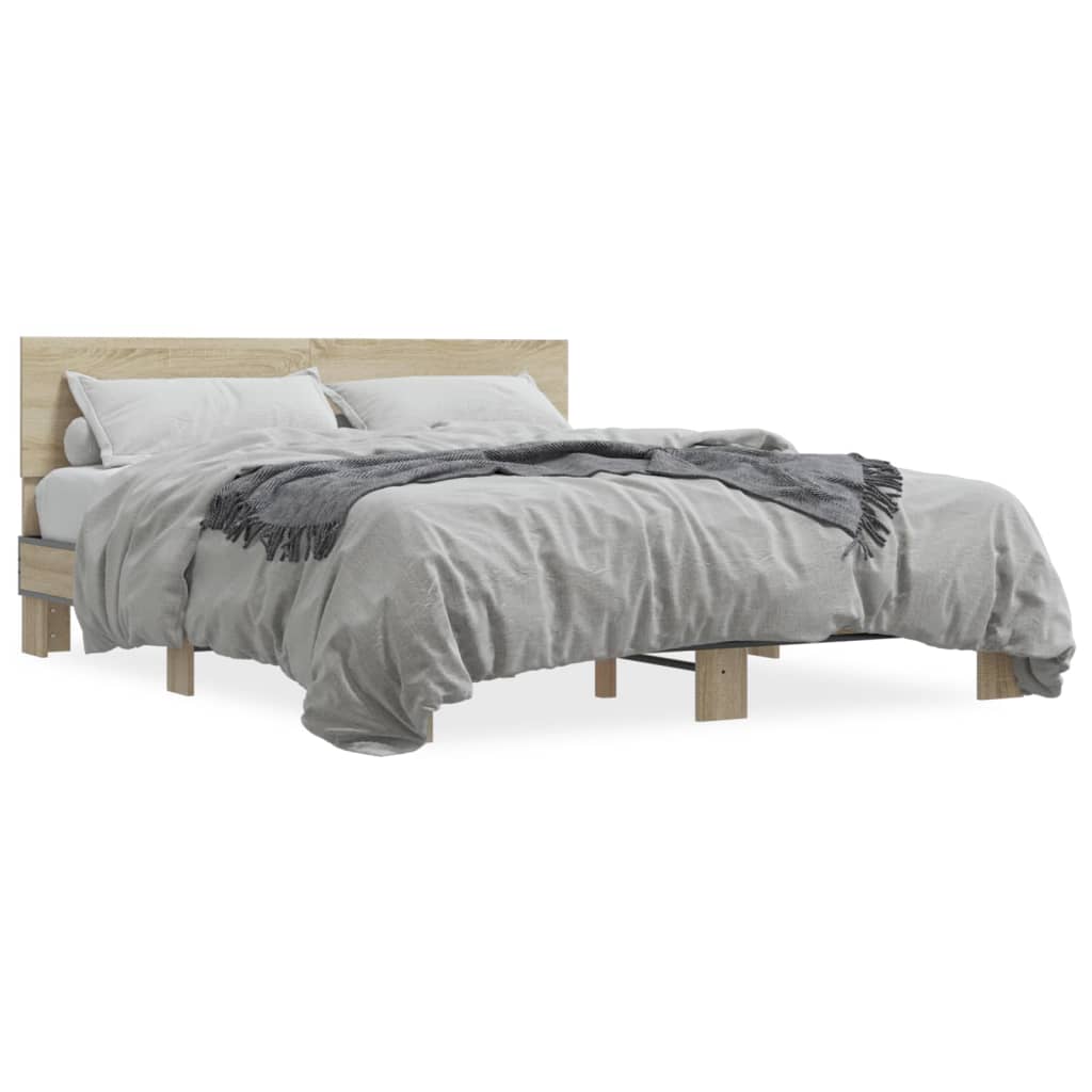 Okvir za krevet boja hrasta 160x200 cm konstruiran drvo i metal