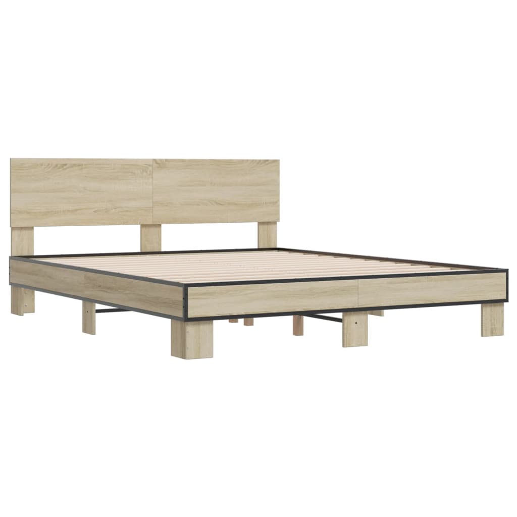 Okvir za krevet boja hrasta 160x200 cm konstruiran drvo i metal