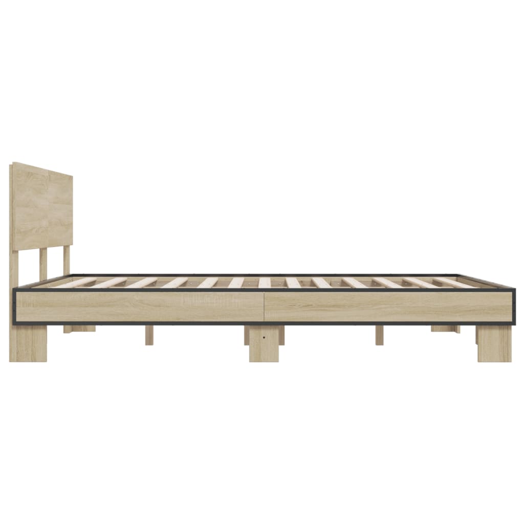 Okvir za krevet boja hrasta 160x200 cm konstruiran drvo i metal