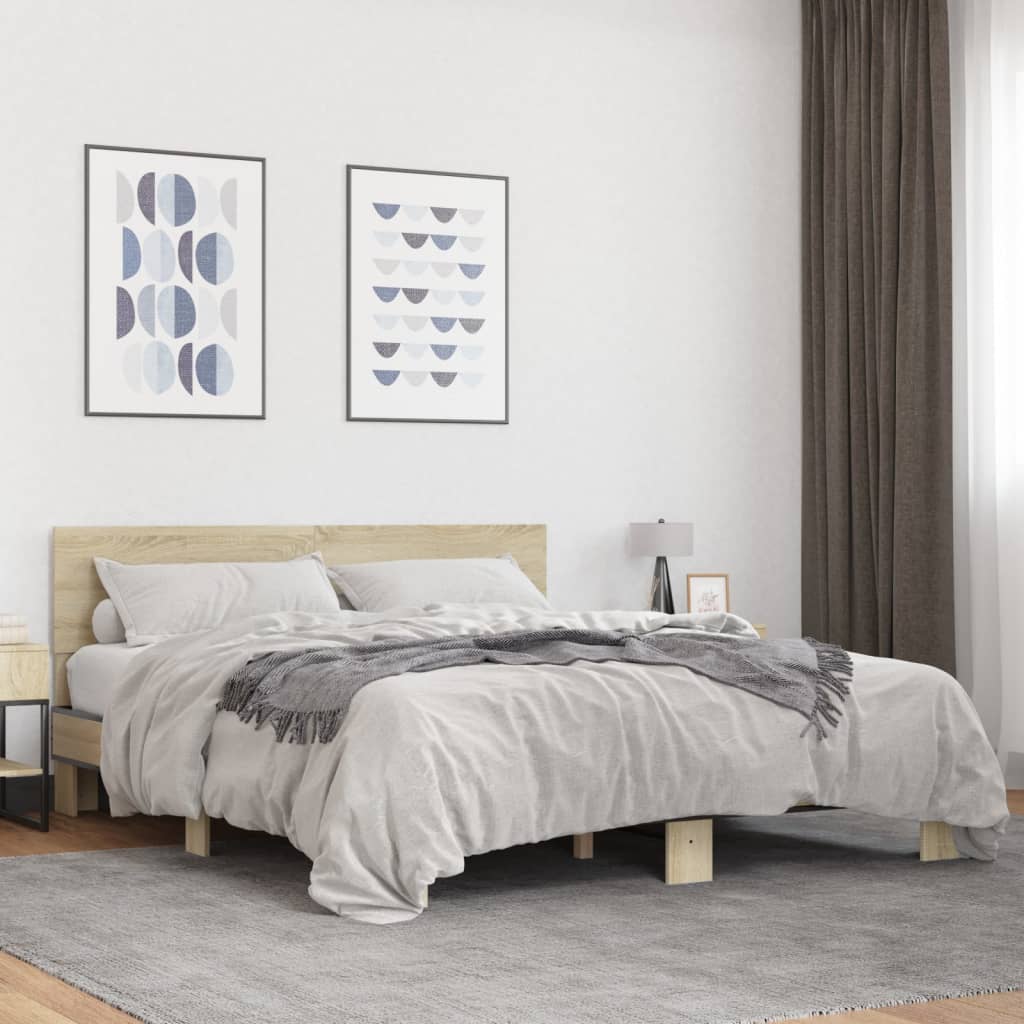 Okvir za krevet boja hrasta 160x200 cm konstruiran drvo i metal