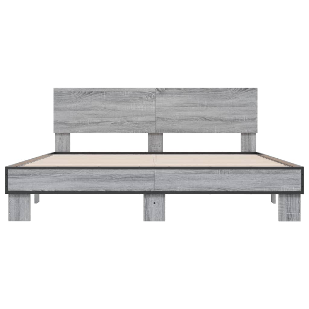 Okvir za krevet boja hrasta 150x200cm konstruirano drvo i metal