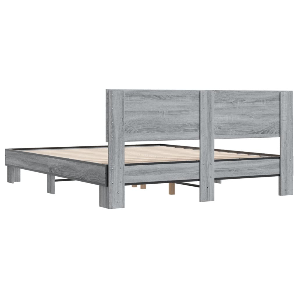 Okvir za krevet boja hrasta 150x200cm konstruirano drvo i metal
