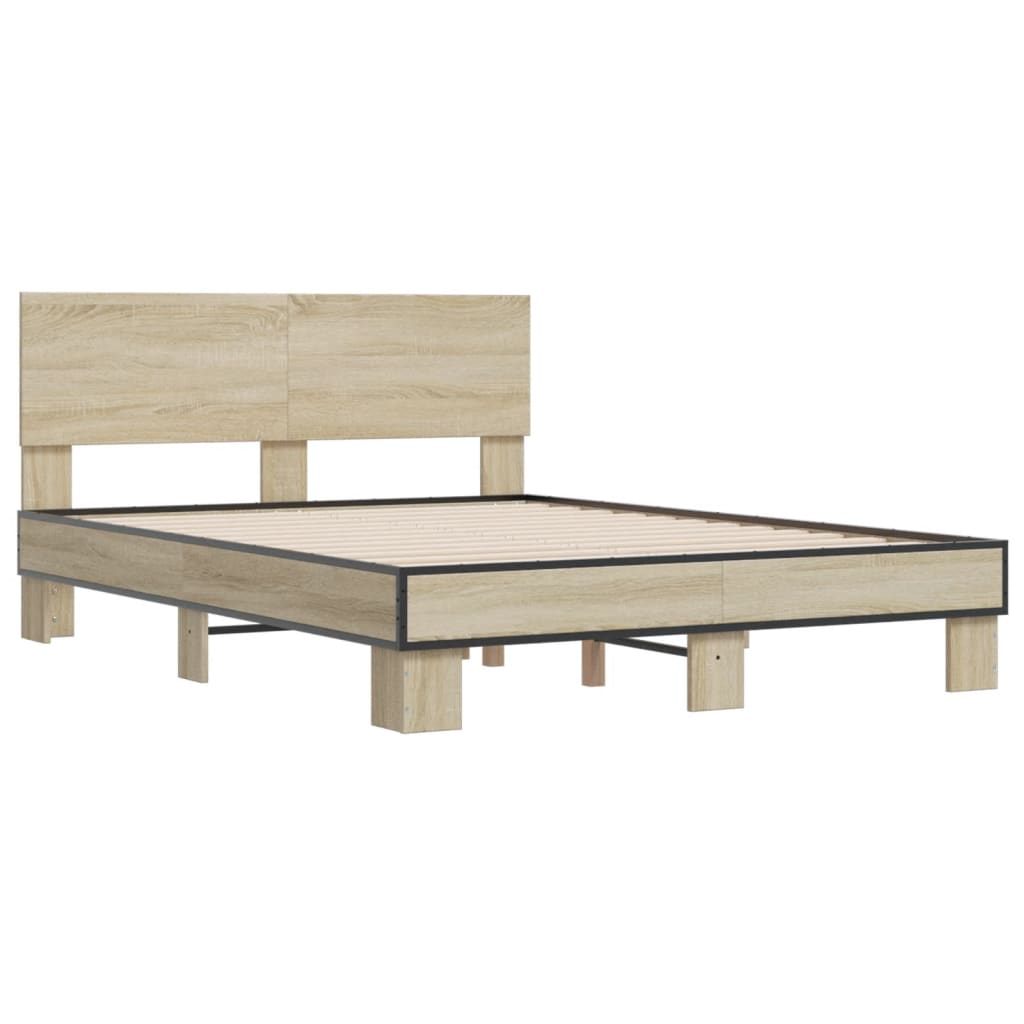 Okvir kreveta boja hrasta 120x200 cm konstruirano drvo i metal