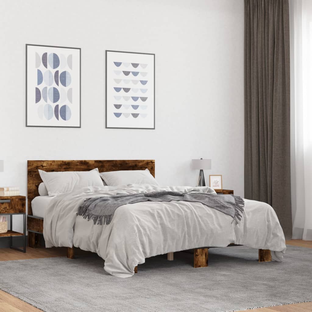 Okvir kreveta boja hrasta 120x200 cm konstruirano drvo i metal