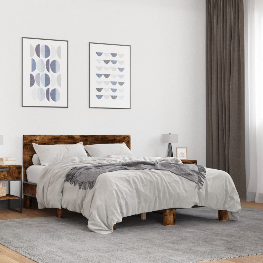 Okvir za krevet boja hrasta 120x190cm konstruirano drvo i metal