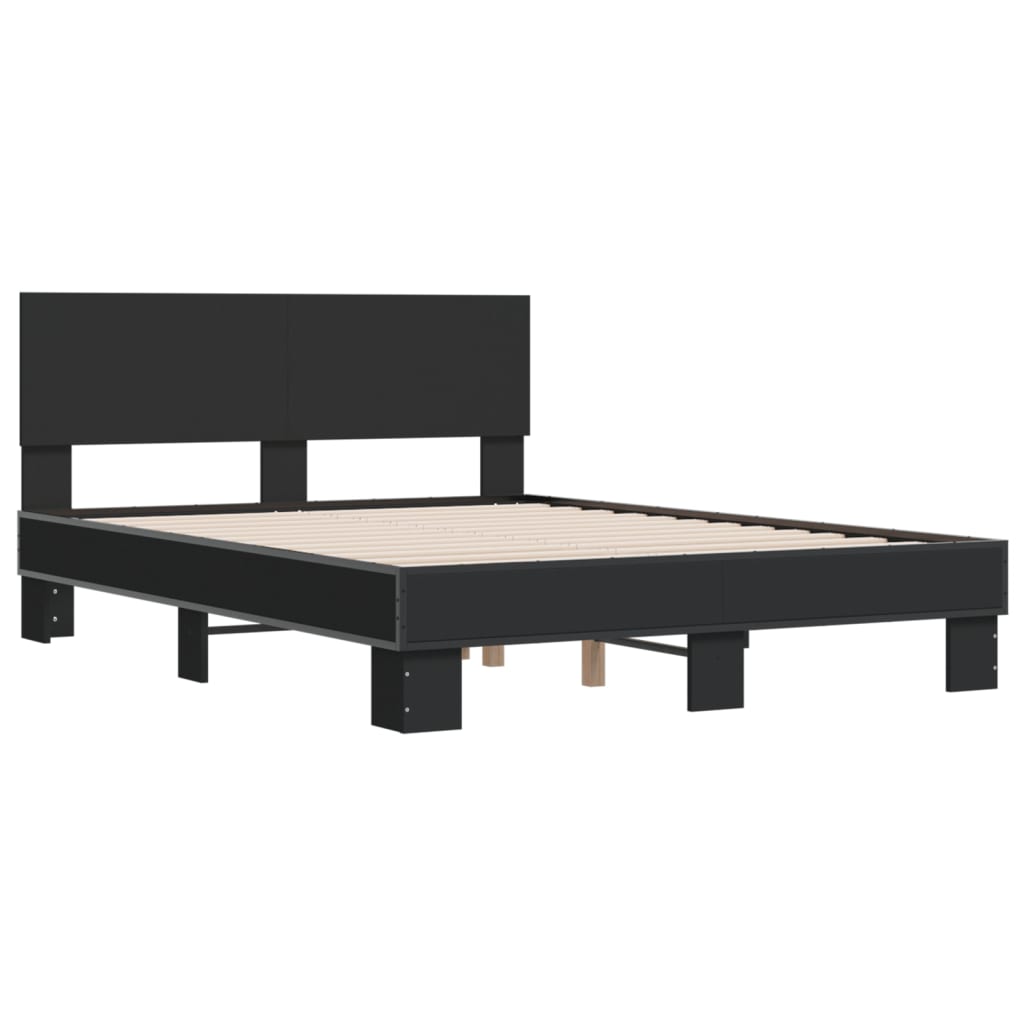 Okvir za krevet crni 140x190 cm konstruirano drvo i metal