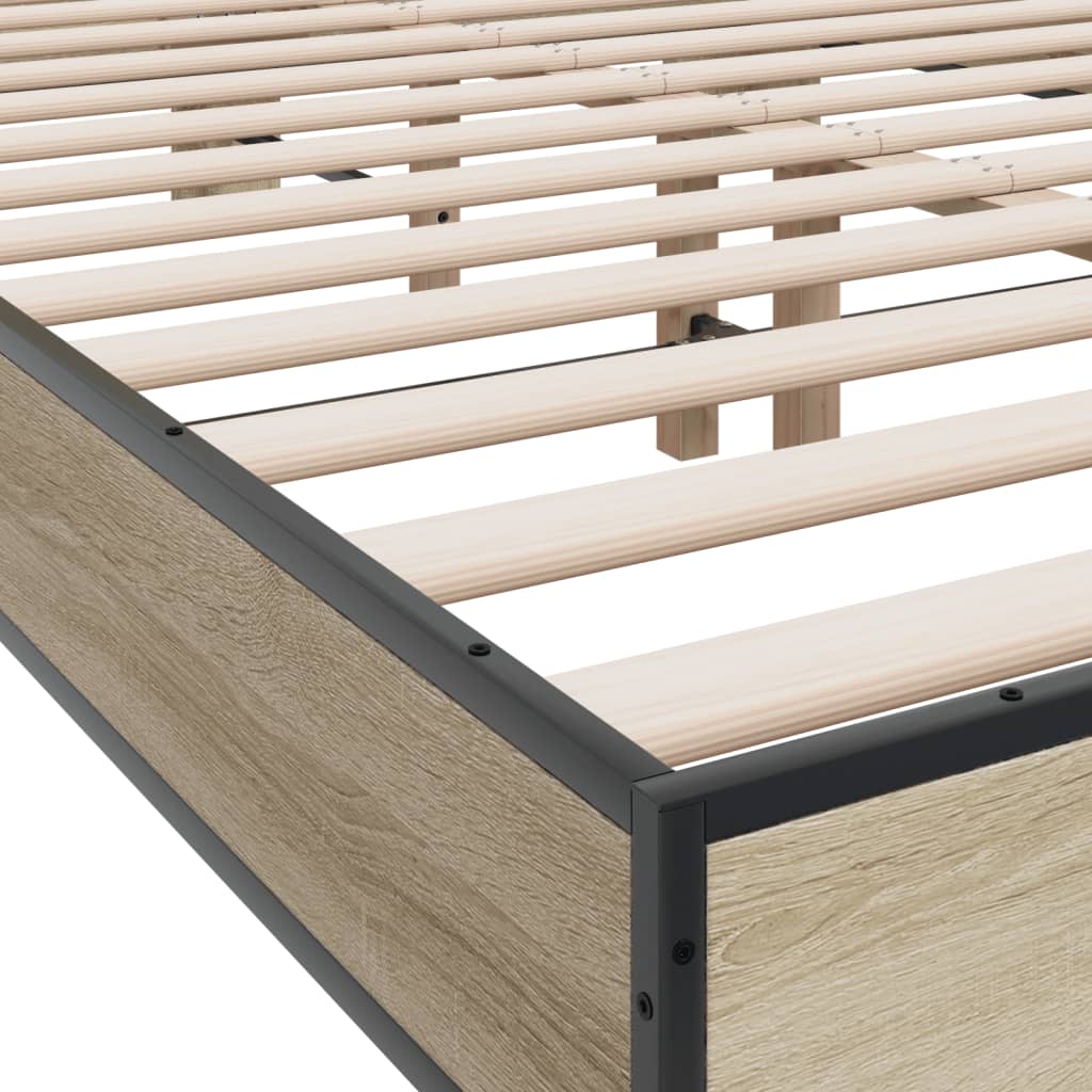 Okvir za krevet boja hrasta 140x190cm konstruirano drvo i metal