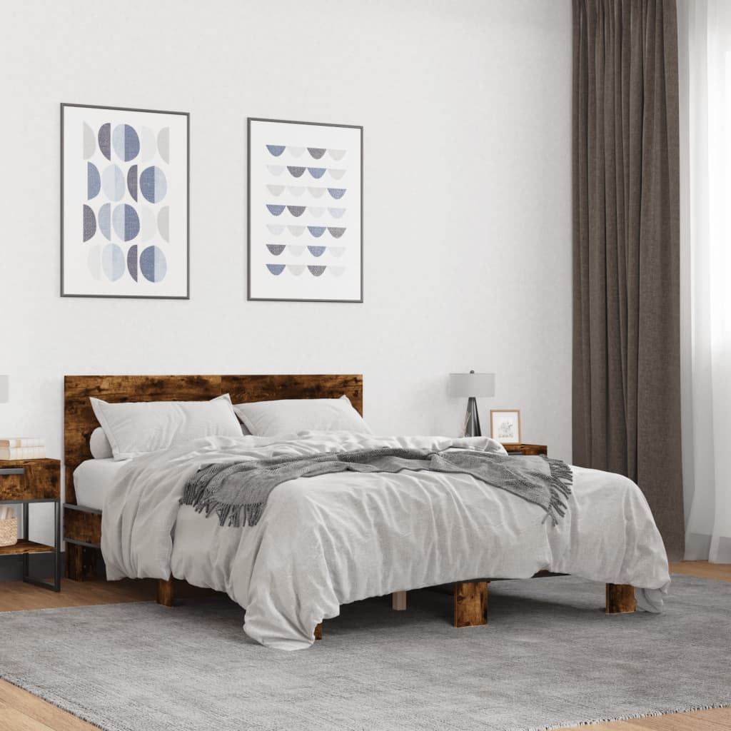Okvir kreveta boja hrasta 140x190 cm konstruirano drvo i metal
