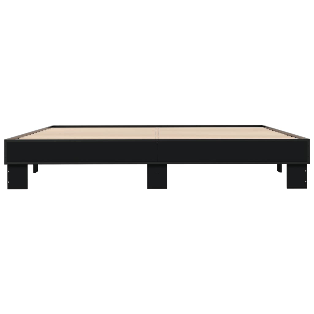 Okvir za krevet crni 200 x 200 cm konstruirano drvo i metal