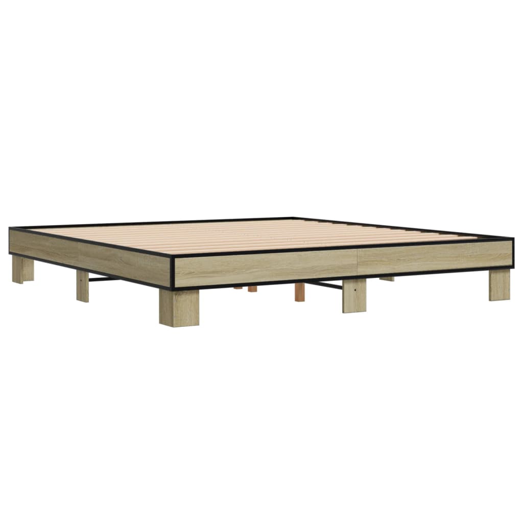 Okvir za krevet boja hrasta 200x200cm konstruirano drvo i metal