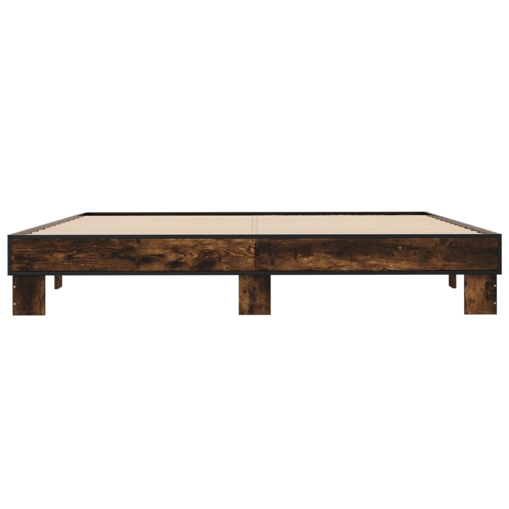Okvir za krevet boja hrasta 200x200cm konstruirano drvo i metal