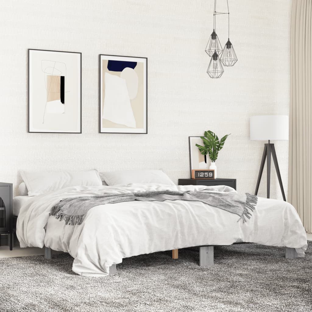 Okvir za krevet boja hrasta 200x200cm konstruirano drvo i metal
