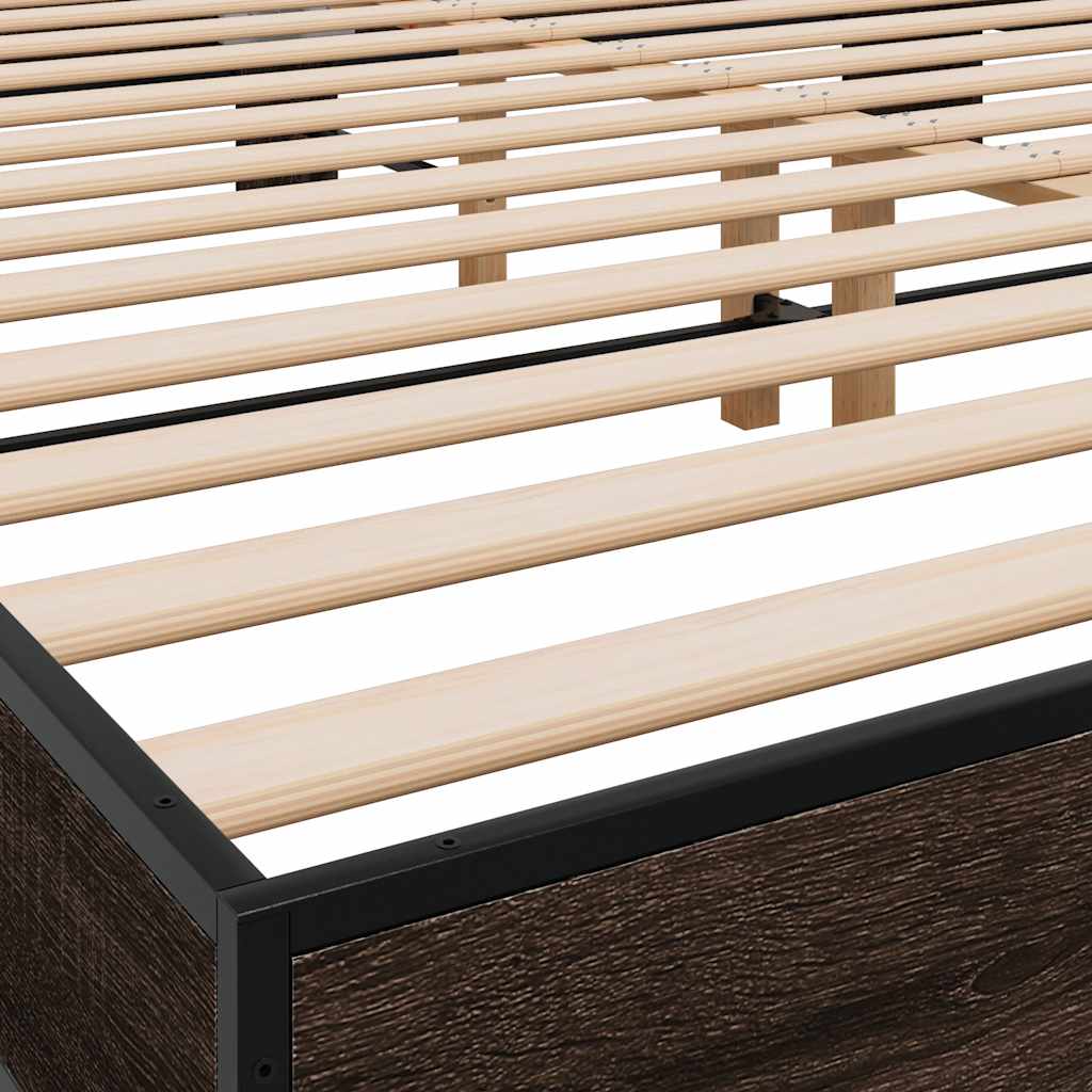 Okvir za krevet smeđi hrast 200x200cm konstruirano drvo i metal