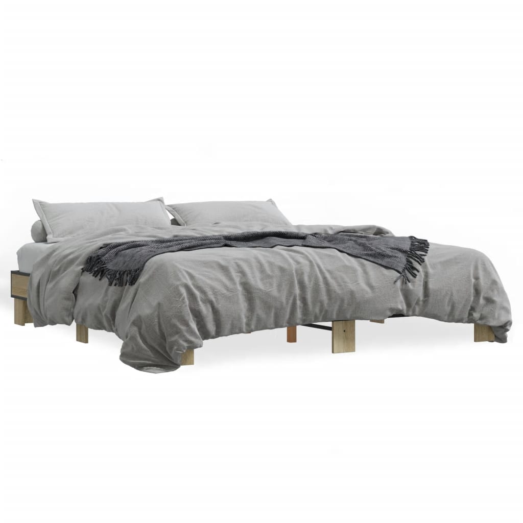 Okvir za krevet boja hrasta 160x200 cm konstruiran drvo i metal