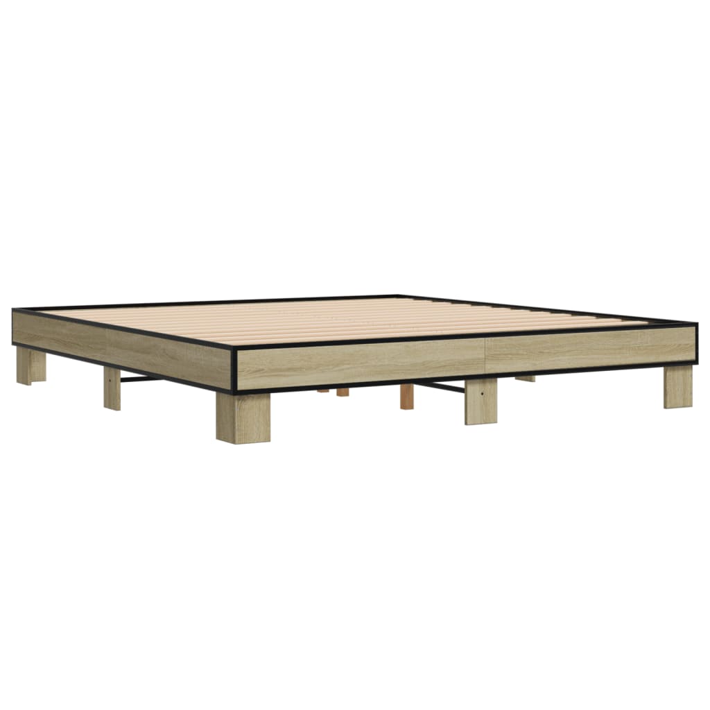 Okvir za krevet boja hrasta 160x200 cm konstruiran drvo i metal