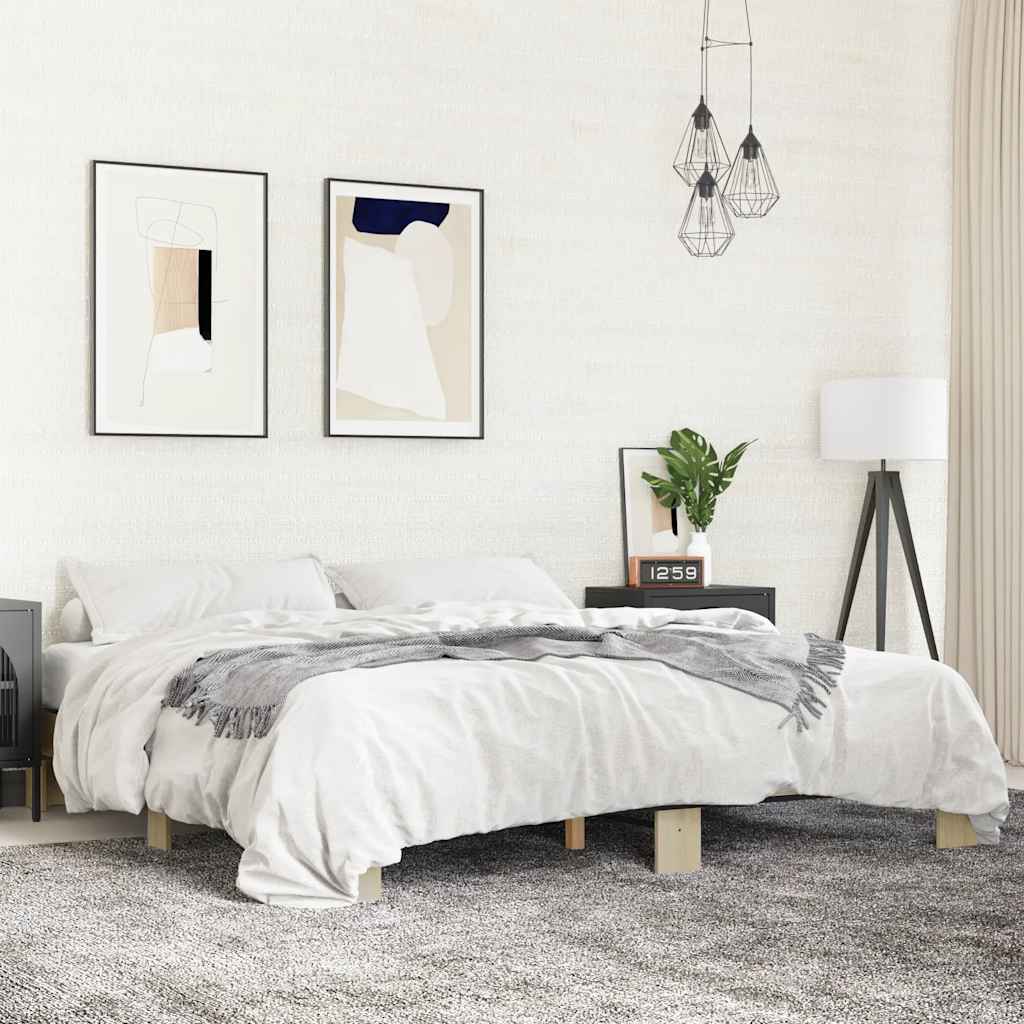 Okvir za krevet boja hrasta 160x200 cm konstruiran drvo i metal