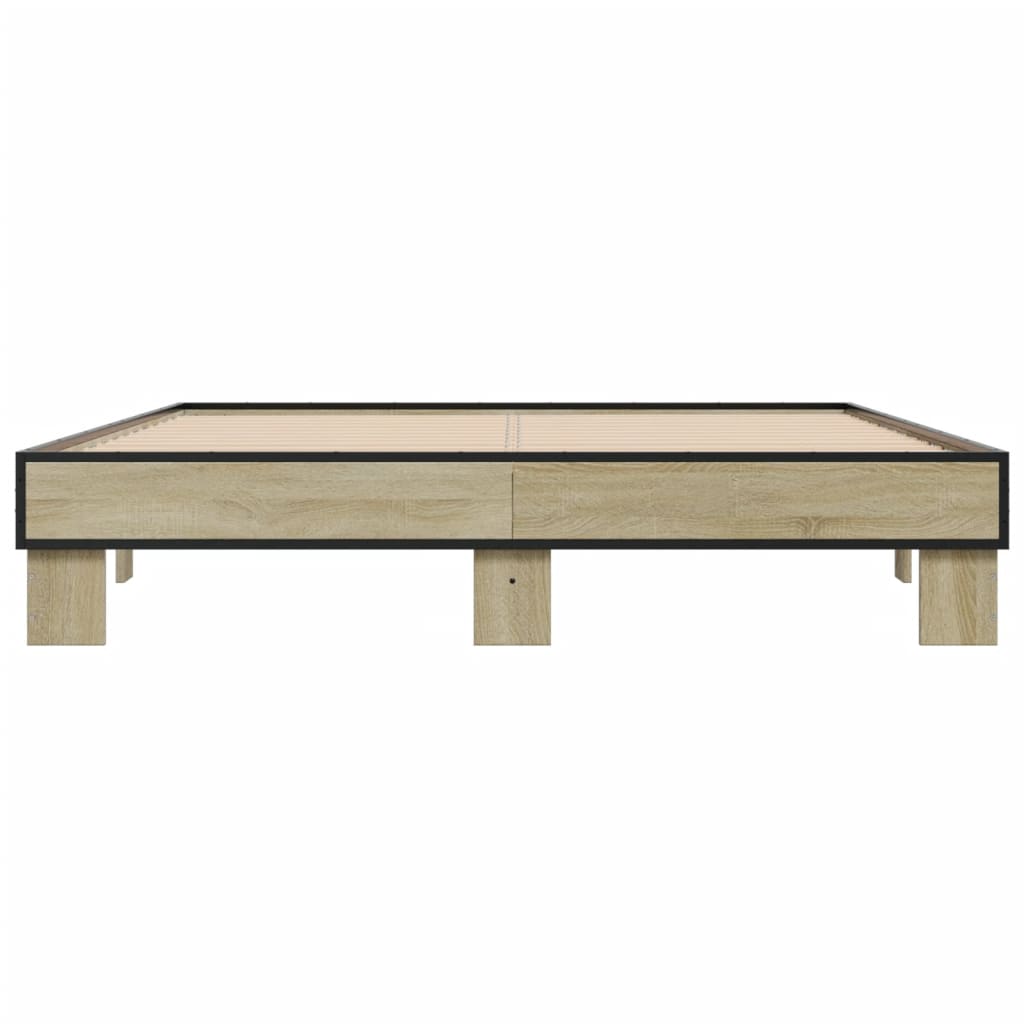 Okvir za krevet boja hrasta 150x200cm konstruirano drvo i metal