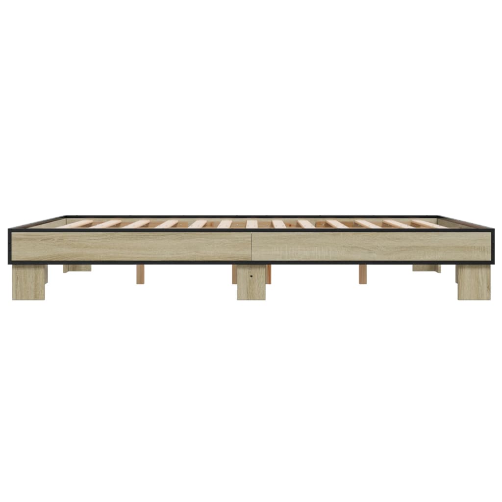 Okvir za krevet boja hrasta 150x200cm konstruirano drvo i metal