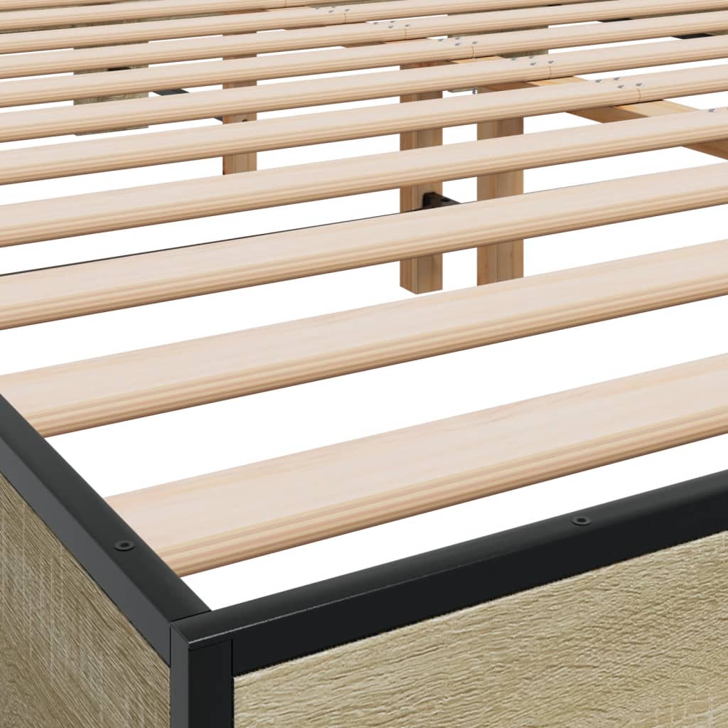 Okvir za krevet boja hrasta 150x200cm konstruirano drvo i metal