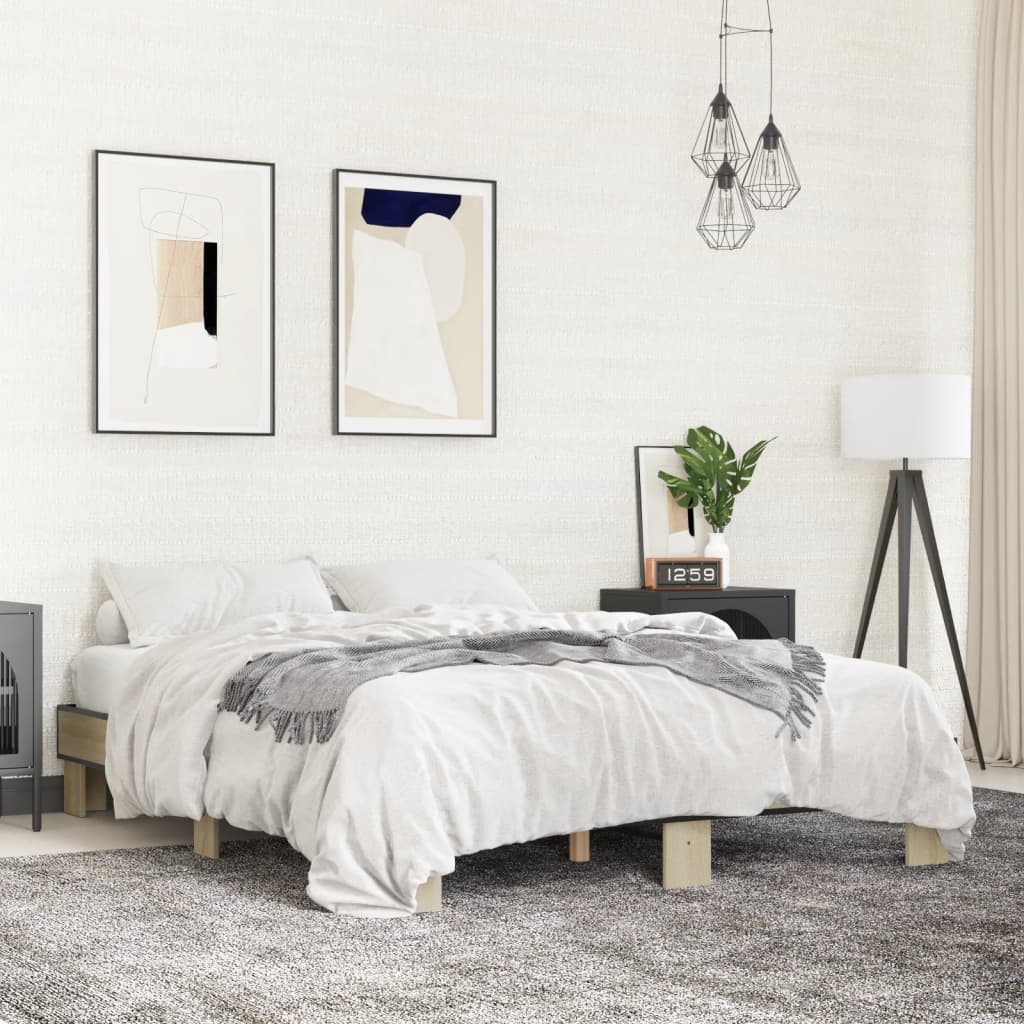 Okvir za krevet boja hrasta 150x200cm konstruirano drvo i metal