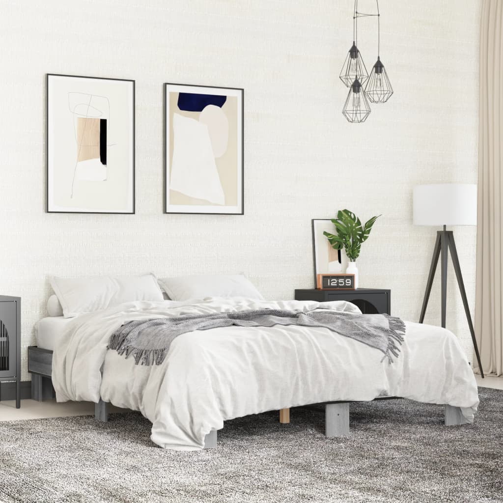Okvir za krevet boja hrasta 150x200cm konstruirano drvo i metal