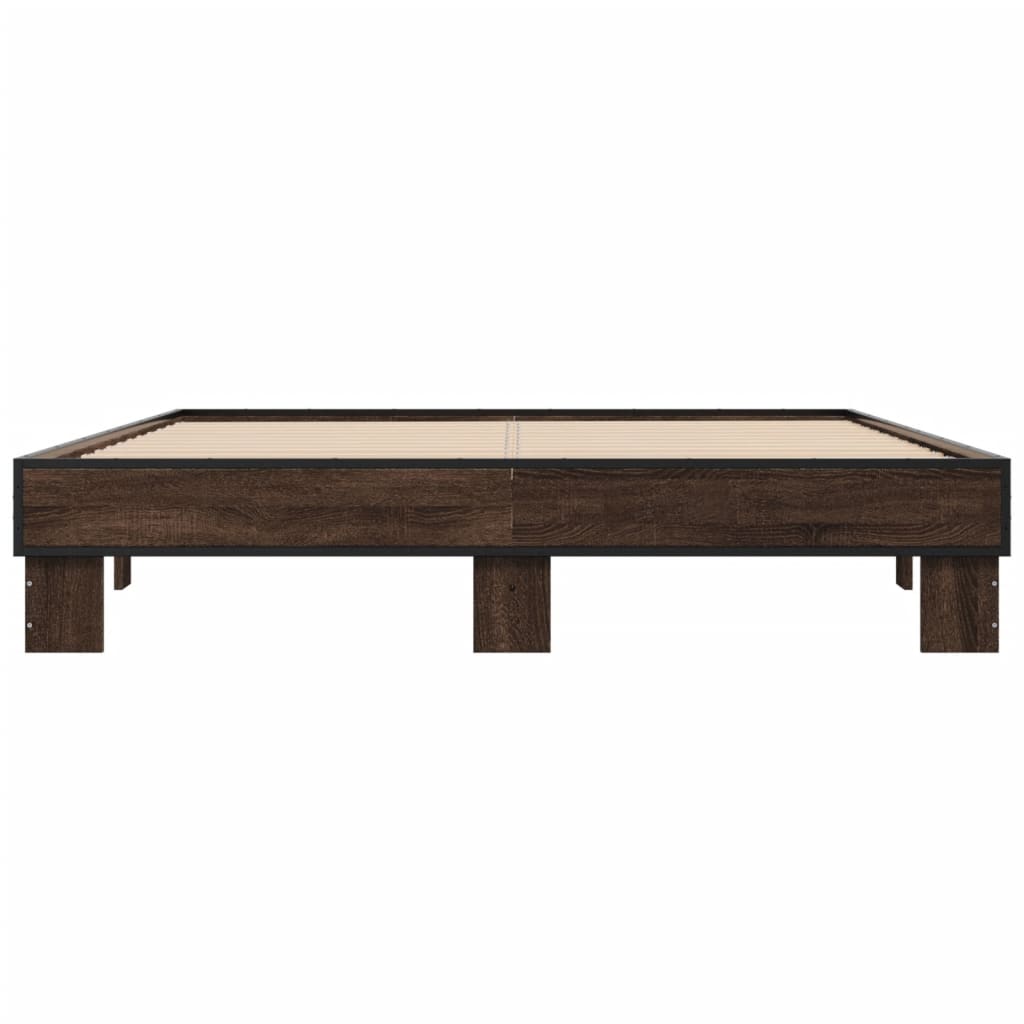 Okvir za krevet smeđi hrast 150x200cm konstruirano drvo i metal