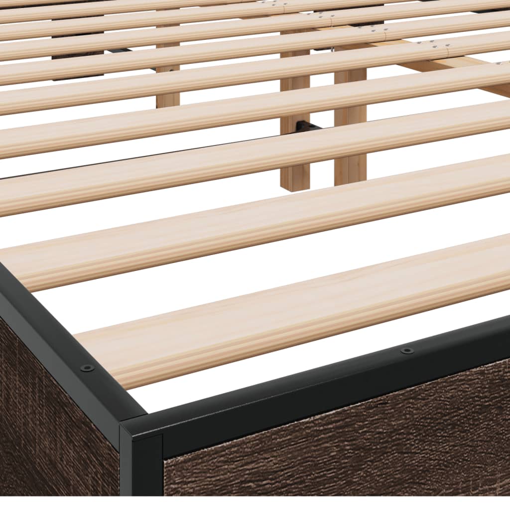Okvir za krevet smeđi hrast 150x200cm konstruirano drvo i metal